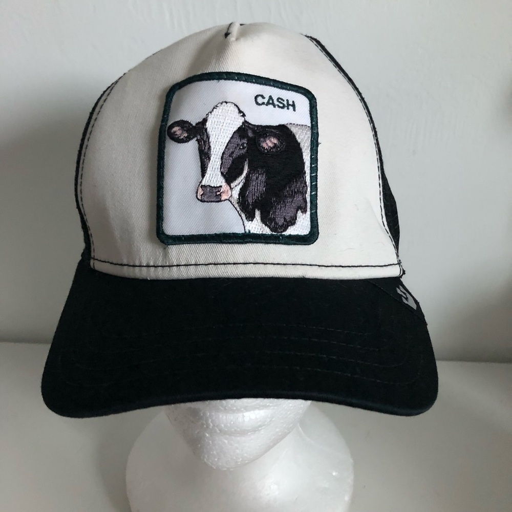 Cash Cow Black & White Cow Patch Trucker Hat